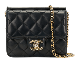 CC Mini Square Bag, Leather, Black, 18806619(2013-14), AC/B, 2*